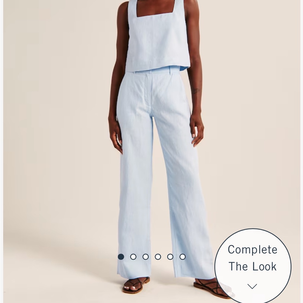 Abercrombie & fitch Premium Linen Flat Front Wide Leg Pant